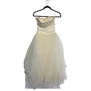 Vtg JESSICA MCCLINTOCK for GUNNE SAX 80s Cream Gold Ball Gown Wedding Dress 3/4